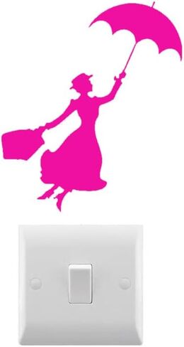 Flying Nanny Silhouette Waterproof Decal - Car Bumper Sticker - Light Switch Sticker - Wall Decal (9cm x 8cm, Red) in Saudi Arabia