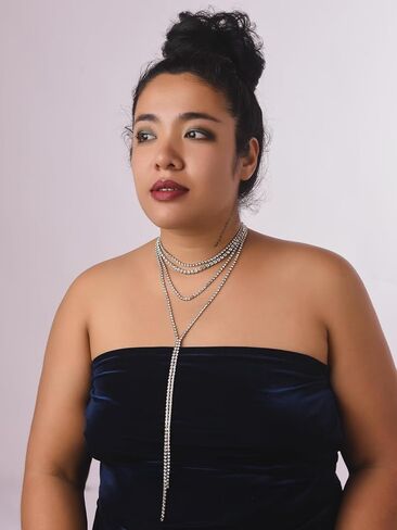 قلادة من سبائك الزنك من حجر الراين للنساء من Sacina، فضية، ألماس مزيف، 10.43 بوصة، مجوهرات تنكرية، هدية مجوهرات قوطية عتيقة in Kuwait