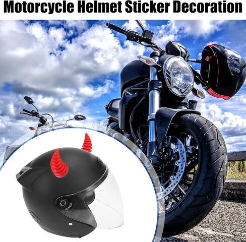 Motoforti 2pcs Threaded Bull Horn Style Roof Top Stickers Car Front Rear Bumper Decoration Anti Collision Decals Suction Cup for Car Motorcycle Helmet Black in Saudi Arabia