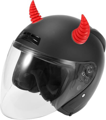 Motoforti 2pcs Threaded Bull Horn Style Roof Top Stickers Car Front Rear Bumper Decoration Anti Collision Decals Suction Cup for Car Motorcycle Helmet Black in Saudi Arabia