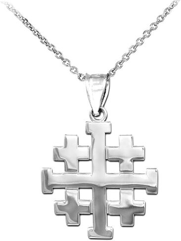 Religious Jewelry Polished Finish 925 Sterling Silver Crusaders Jerusalem Cross Pendant Necklace in Kuwait