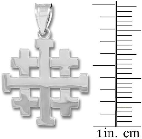 Religious Jewelry Polished Finish 925 Sterling Silver Crusaders Jerusalem Cross Pendant Necklace in Kuwait