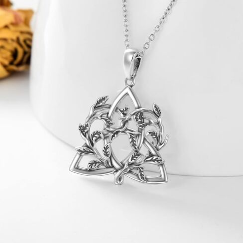 RMREWY Celtic Knot Necklace 925 Sterling Silver Jewelry Good Luck Irish Triquetra Triangle Knot Pendant Jewelry Mother's Day for Women Mom in Saudi Arabia