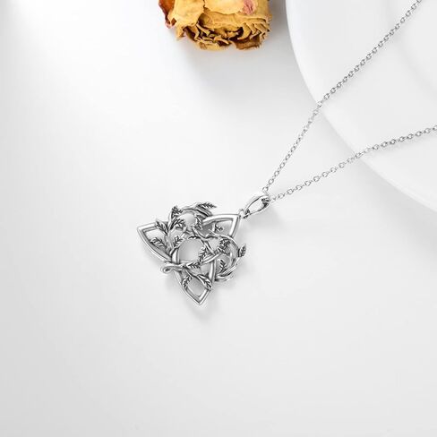 RMREWY Celtic Knot Necklace 925 Sterling Silver Jewelry Good Luck Irish Triquetra Triangle Knot Pendant Jewelry Mother's Day for Women Mom in Saudi Arabia