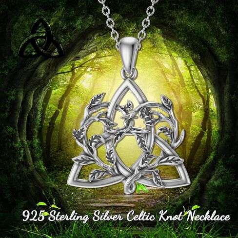 RMREWY Celtic Knot Necklace 925 Sterling Silver Jewelry Good Luck Irish Triquetra Triangle Knot Pendant Jewelry Mother's Day for Women Mom in Saudi Arabia