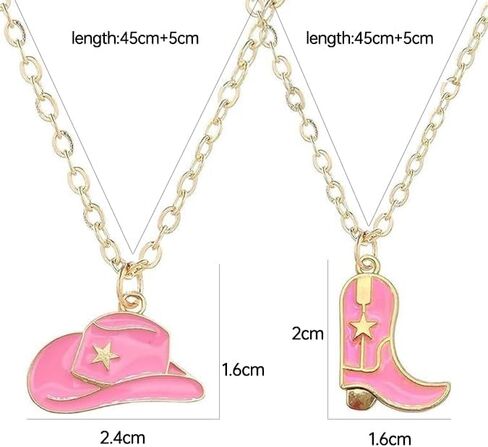 رعاة البقر التمهيد قلادة الذهب راعية البقر للنساء مطلي الطبقات قبعة الأحذية قلادة القلائد preppy تكساس سحر مورغان الساحلية ديسكو حفلة موسيقية النمط الغربي الوردي البلد فتاة المجوهرات تأثيري هدية لصبي الذكور in Kuwait