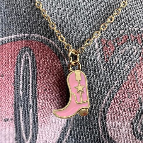 رعاة البقر التمهيد قلادة الذهب راعية البقر للنساء مطلي الطبقات قبعة الأحذية قلادة القلائد preppy تكساس سحر مورغان الساحلية ديسكو حفلة موسيقية النمط الغربي الوردي البلد فتاة المجوهرات تأثيري هدية لصبي الذكور in Kuwait