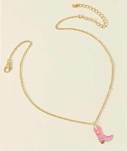 رعاة البقر التمهيد قلادة الذهب راعية البقر للنساء مطلي الطبقات قبعة الأحذية قلادة القلائد preppy تكساس سحر مورغان الساحلية ديسكو حفلة موسيقية النمط الغربي الوردي البلد فتاة المجوهرات تأثيري هدية لصبي الذكور in Kuwait