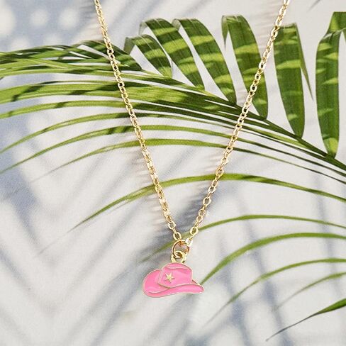 رعاة البقر التمهيد قلادة الذهب راعية البقر للنساء مطلي الطبقات قبعة الأحذية قلادة القلائد preppy تكساس سحر مورغان الساحلية ديسكو حفلة موسيقية النمط الغربي الوردي البلد فتاة المجوهرات تأثيري هدية لصبي الذكور in Kuwait