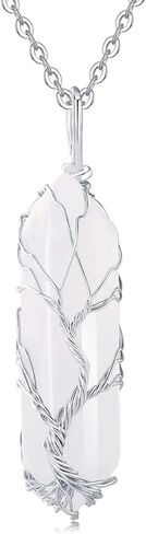 XIANNVXI Rose Quartz Point Necklace Tree of Life Wire Wrapped Crystal Pendant Necklaces Healing Stone Natural Reiki Hexagonal Gemstone Jewelry for Women Mom Mother in Kuwait