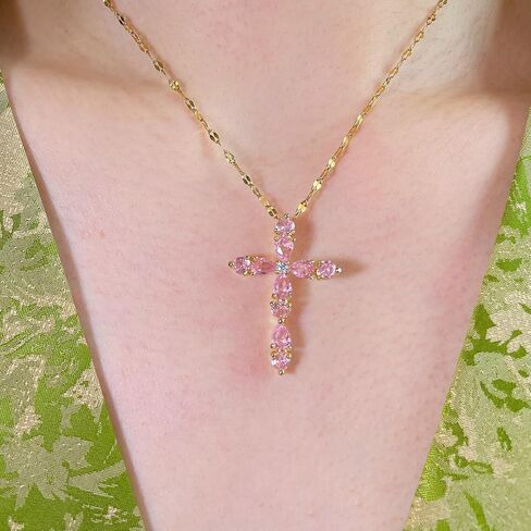 Gold Cross Necklace for Women - Dainty Cubic Zirconia Faith Pendant Necklaces, Evil Eye Necklace, Pearl Necklace, Religious Christian Jewelry Gift¡­ in Saudi Arabia