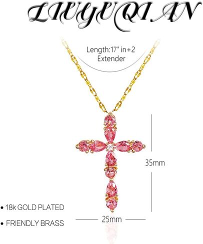 Gold Cross Necklace for Women - Dainty Cubic Zirconia Faith Pendant Necklaces, Evil Eye Necklace, Pearl Necklace, Religious Christian Jewelry Gift¡­ in Saudi Arabia
