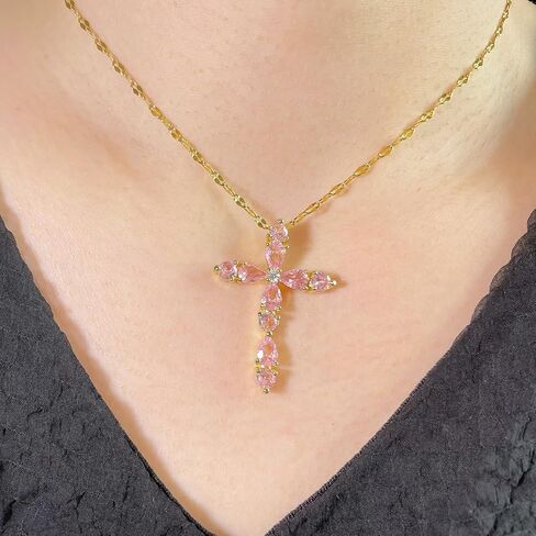 Gold Cross Necklace for Women - Dainty Cubic Zirconia Faith Pendant Necklaces, Evil Eye Necklace, Pearl Necklace, Religious Christian Jewelry Gift¡­ in Saudi Arabia