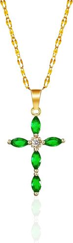 Gold Cross Necklace for Women - Dainty Cubic Zirconia Faith Pendant Necklaces, Evil Eye Necklace, Pearl Necklace, Religious Christian Jewelry Gift¡­ in Saudi Arabia