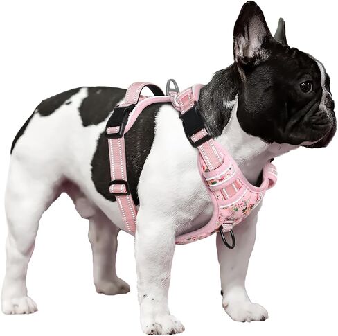 Timos Dog Harness, No Pull Large Sized with 3 Buckles, Flower Orange, L in Saudi Arabia