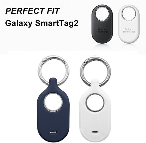 Case for Galaxy SmartTag2 Tracker, Soft Silicone Skin Cover Shock-Absorbing Protective Case with Carabiner (Black+Red) in Kuwait