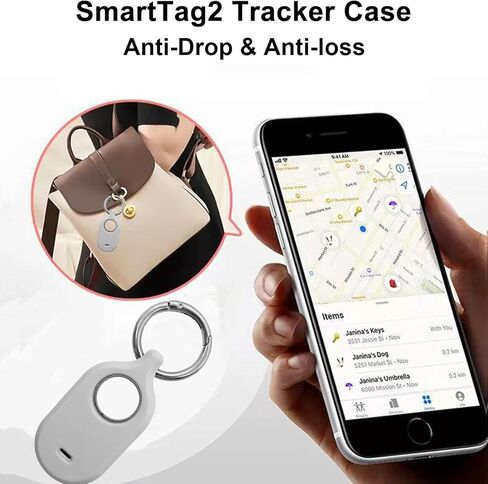 Case for Galaxy SmartTag2 Tracker, Soft Silicone Skin Cover Shock-Absorbing Protective Case with Carabiner (Black+Red) in Kuwait