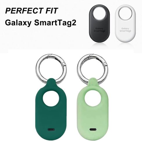 Case for Galaxy SmartTag2 Tracker, Soft Silicone Skin Cover Shock-Absorbing Protective Case with Carabiner (Black+Red) in Saudi Arabia
