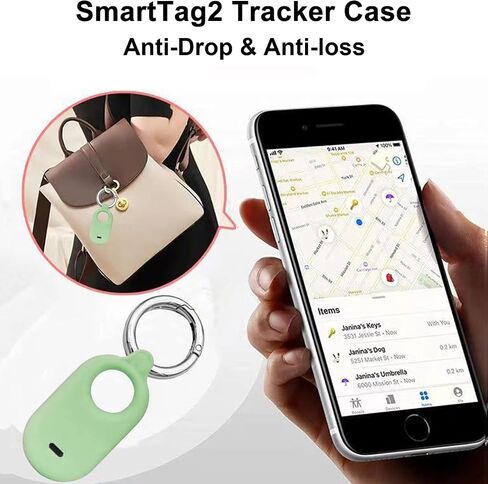 Case for Galaxy SmartTag2 Tracker, Soft Silicone Skin Cover Shock-Absorbing Protective Case with Carabiner (Black+Red) in Saudi Arabia