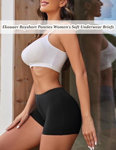 Ekouaer Boyshort سراويل داخلية نسائية ناعمة سراويل داخلية غير مرئية محب 3 عبوات بدون خياطة سراويل داخلية قصيرة S-XXL in Saudi Arabia
