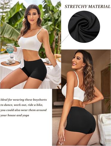 Ekouaer Boyshort سراويل داخلية نسائية ناعمة سراويل داخلية غير مرئية محب 3 عبوات بدون خياطة سراويل داخلية قصيرة S-XXL in Saudi Arabia