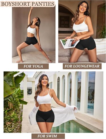 Ekouaer Boyshort سراويل داخلية نسائية ناعمة سراويل داخلية غير مرئية محب 3 عبوات بدون خياطة سراويل داخلية قصيرة S-XXL in Saudi Arabia