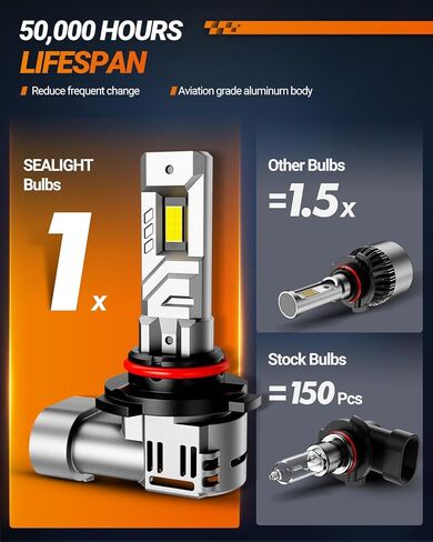 مصابيح الضباب SEALIGHT H9/H8، ضوء أبيض 30,000LM 6500K، التوصيل والتشغيل، لمبة ضباب H11 مع مروحة تبريد، حزمة من 2 in Kuwait