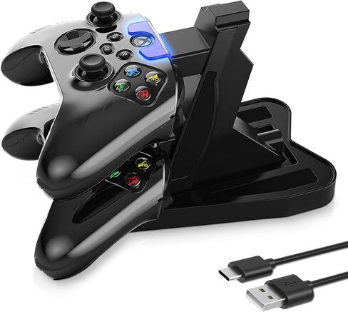 Dual Xbox Charging Station with USB Cable and LED Indicator | Xbox one Controller Charger Compatible with One S, One X | Fast Charging | (Horizontal) in Saudi Arabia
