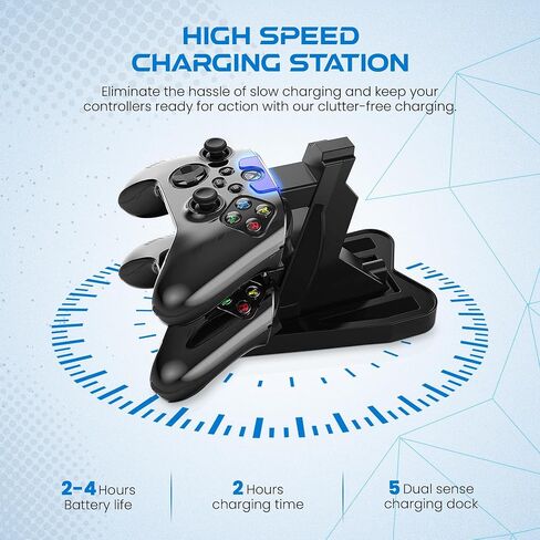 Dual Xbox Charging Station with USB Cable and LED Indicator | Xbox one Controller Charger Compatible with One S, One X | Fast Charging | (Horizontal) in Saudi Arabia