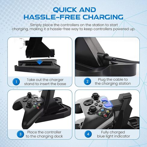 Dual Xbox Charging Station with USB Cable and LED Indicator | Xbox one Controller Charger Compatible with One S, One X | Fast Charging | (Horizontal) in Saudi Arabia