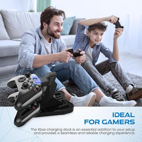 Dual Xbox Charging Station with USB Cable and LED Indicator | Xbox one Controller Charger Compatible with One S, One X | Fast Charging | (Horizontal) in Saudi Arabia
