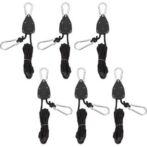 laniakea 6 قطع الحبال السقاطة 1/8 "قابل للتعديل تنمو ضوء حبل شماعات 6.6 قدم، سعة الوزن 150 رطل / زوج، M5 حلقة تسلق، الثقيلة حبل شماعات السقاطة التعادل أسفل الأشرطة لقوس زورق الكاياك in Kuwait