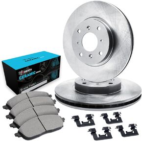 R1 Concepts Front Brakes and Rotors Kit |Front Brake Pads| Brake Rotors and Pads| Ceramic Brake Pads and Rotors |Hardware Kit |fits 1988-1989 Honda Accord, 1988-1991 Honda Prelude