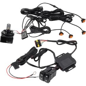 مجموعة إشارة الانعطاف Dasbecan ATV UTV مع مجموعة Horn Street Legal Kit Rocker Switch 4 مصابيح وامضة كهرمانية متوافقة مع Polaris Ranger RZR XP 1000 Honda Pioneer Can-Am Maverick X3 Kawasaki CFMOTO in Kuwait