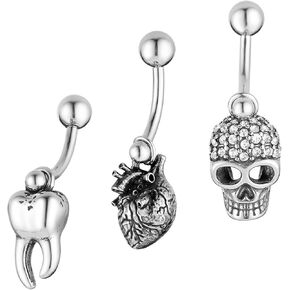 HZMAN Belly Button Rings for Women 14G Surgical Steel Belly Rings Retro Gothic Belly Rings Navel Piercing Jewelry