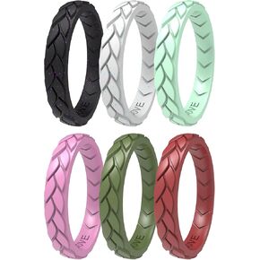 10/6/4 Packs Silicone Rings for Women - Women's Thin and Stackable Wedding Bands - Rubber Engagement Rings - Scattered Leaves Collection