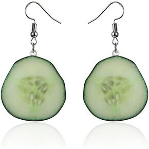 Trendy Statement Creative Funny Lifelike Fruits Acrylic Earrings for Women (Cucumber)