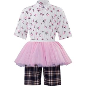 RocailleCos Ace Ventura Cosplay Costume Pink Tutu Skirt Outfits Suit Classic Halloween Outfit for Adult Men