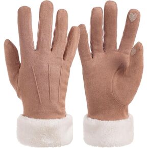 Winter Gloves for Women, Stretch Fleece Gloves with Touchscreen, Thermal Knit Lining Warm Gloves for Cold Weather