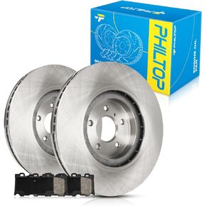 PHILTOP 14 inch (354.5 mm) Front Vented Disc Brake Rotors Ceramic Pads Kit Compatible with INFINITI 2008-2013 G37, INFINITI 2014-2019 Q50, Nissan 2009-2019 370Z, INFINITI 2014-2019 Q70