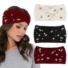 Winter Headbands for Women 3 Pcs Football Headband Ear Warmers Thick Headbands Knotted Headband for Women Girls