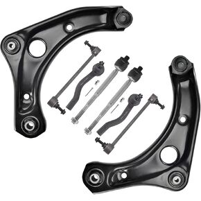 ASTARPRO 8pcs Suspension Kit Front Lower Control Arm+ Inner and Outer Tie Rods + Sway Bar Links Compatible with 2012-2019 Versa Note Micra