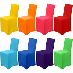 Newwiee 48 Pcs Multicolor Spandex Stretch Chair Covers Bulk Waterproof Dining Chair Covers Fitted Universal Chair Protector Removable Washable Chair Slipcovers for Wedding Party Banquet Celebration