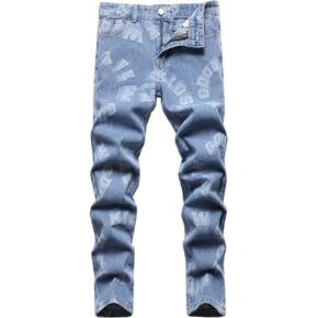 Boy's Skinny Fit Ripped Distressed Patchwork Contrast Color Street Style Fashion Jeans