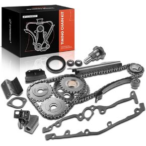 A-Premium 18Pcs Engine Timing Chain Kit W/Idler Sprocket & Guide Rail & Tensioner & More [fits DOHC, L4 1.6L] Compatible with Nissan 200SX 95-98, NX 91-93, Sentra 91-99, Replace# 1302855Y10