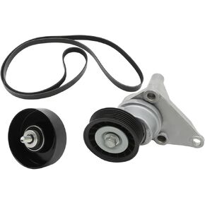 Serpentine Belt Drive Tensioner Pulley Component Kit Compatible with Avalanche Escalade Silverado 1500/2500/3500 Sierra 1500 Yukon 4.8L 5.3L 6.0L V8 Replace 90K-38158C 12555609 12626222