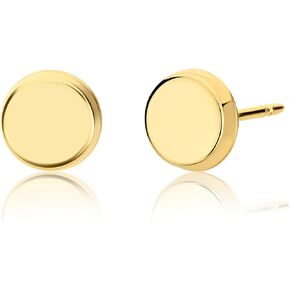 Solid 14k Yellow Gold Polished Dot Stud Earrings Circle Disc Minimalist Jewelry