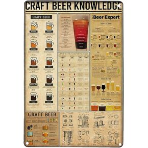 Craft Beer Knowledge Retro Art Wall Decoration Plaque Metal Sign Bar Cafe Club Tin Sign 8x12 Inch Iron Painting