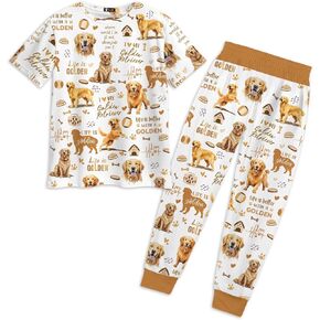 Funny Dog Print Womens Pajama Sets, Dog Lover Lounge Sets For Women, Soft Pajama Sets for Women 2 piece Summer