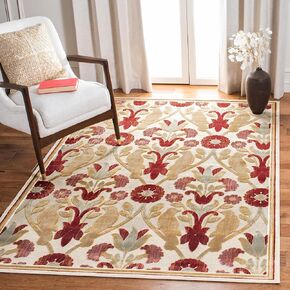 SAFAVIEH Paradise Collection Accent Rug - 4' x 5'7", Creme, Floral Viscose Design, Ideal for High Traffic Areas in Entryway, Living Room, Bedroom (PAR45-404)
